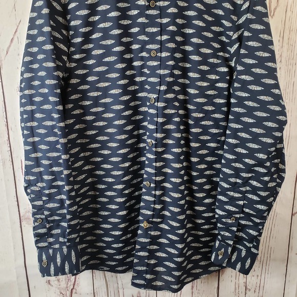 ROWM Dress Shirt Mens Size Large Button Down Long Sleeve Cotton Blue - Picture 4 of 8